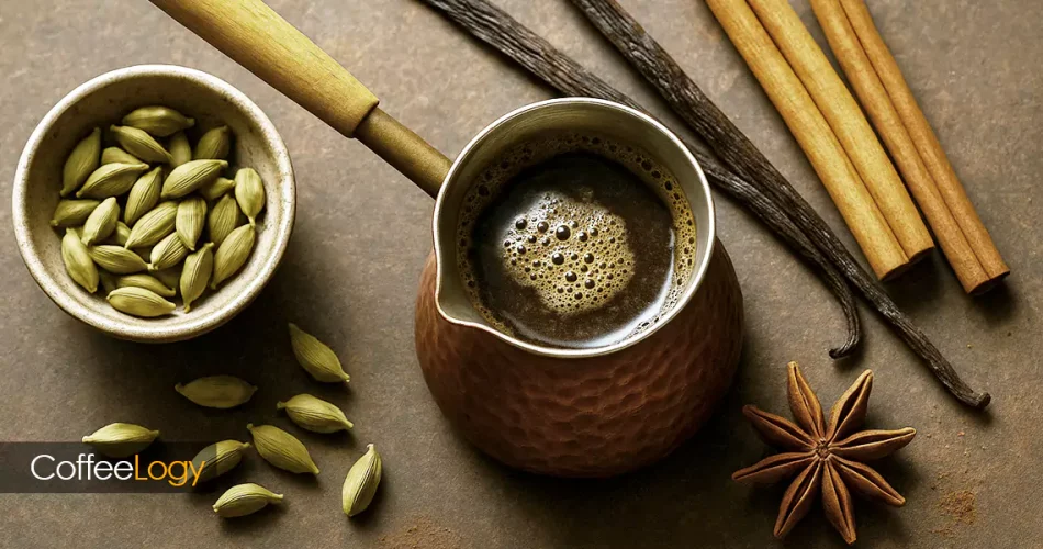 قهوه با دارچین و هل در V60